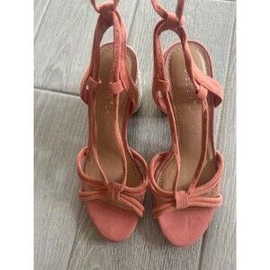 GIBSON LATIMER Sandals Shoes size 6 pink/peach suede ankle tie block heel NEW
